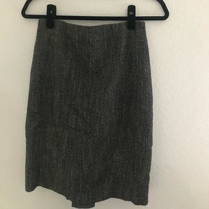 Express Check Tweed Knit Pencil Skirt-Pleated Slit